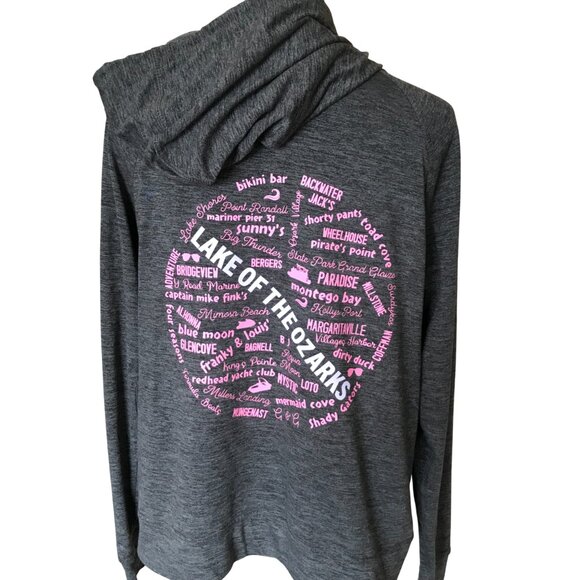 Lake of the Ozarks Upcycled Hoodie, Size M: Zip-Up Jacket, Landmarks Marinas - Picture 4 of 10
